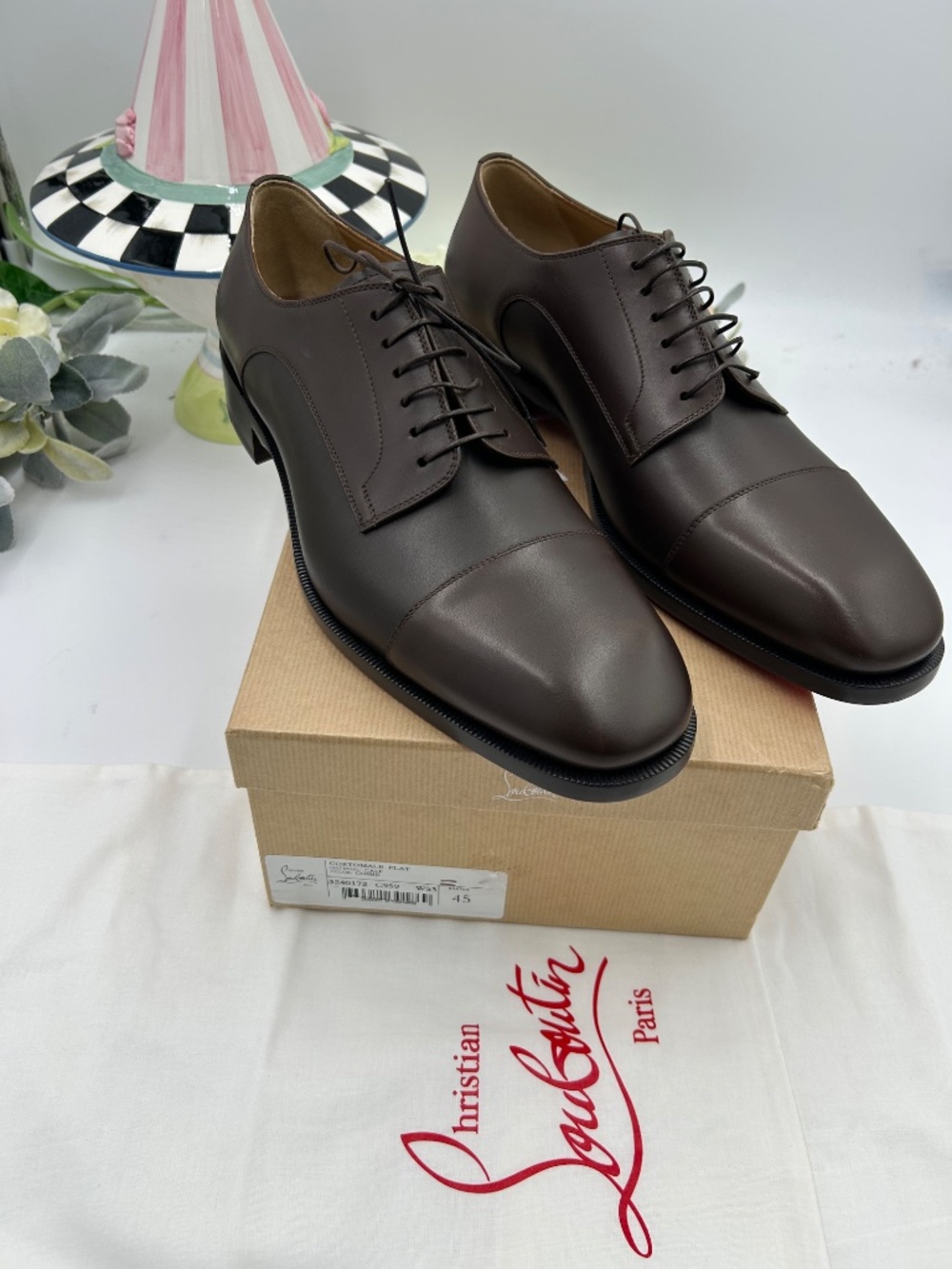 Men’s Christian Louboutin CORTOMALE Brown lace-up Oxford. Size 45/12 - Picture 2 of 11